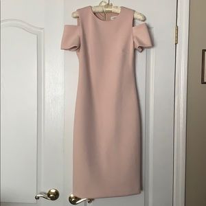 Calvin Klein Blush Cold-shoulder sheath dress